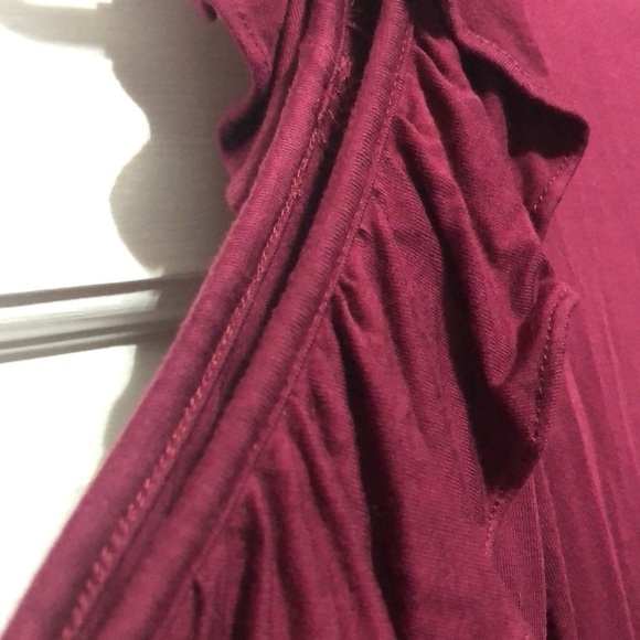 Karl Lagerfield Burgundy Cold-Shoulder Top Ruffles S - Picture 3 of 6